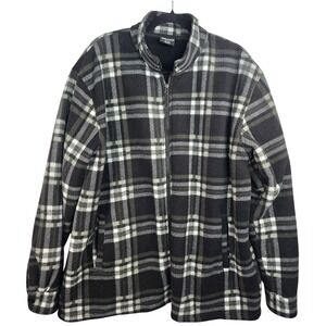 Mountain Expeditions Full Zip Up Sweatshirt Sherpa Lined Black Plaid Men's XXL